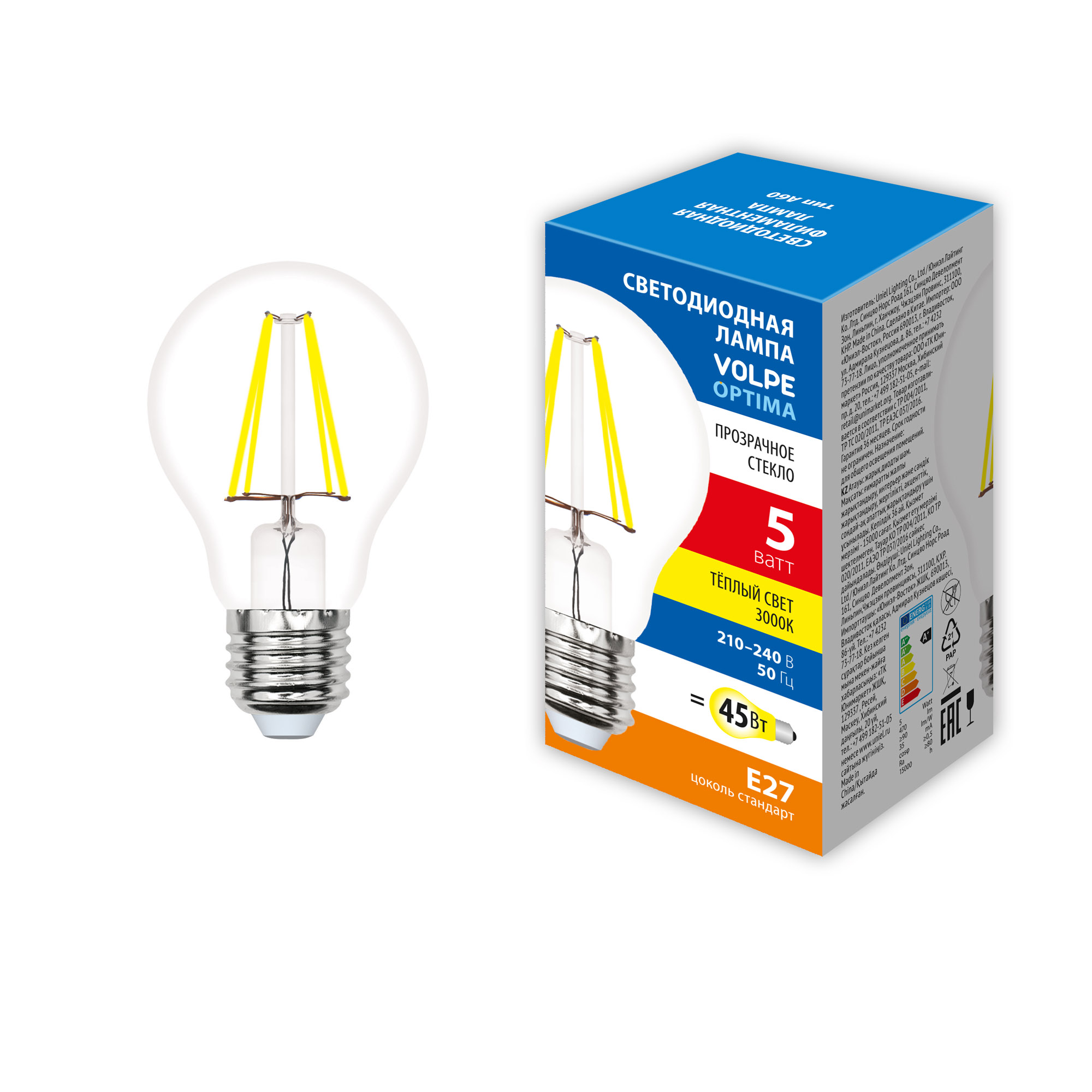LED-A60-5W/3000K/E27/CL/SLF