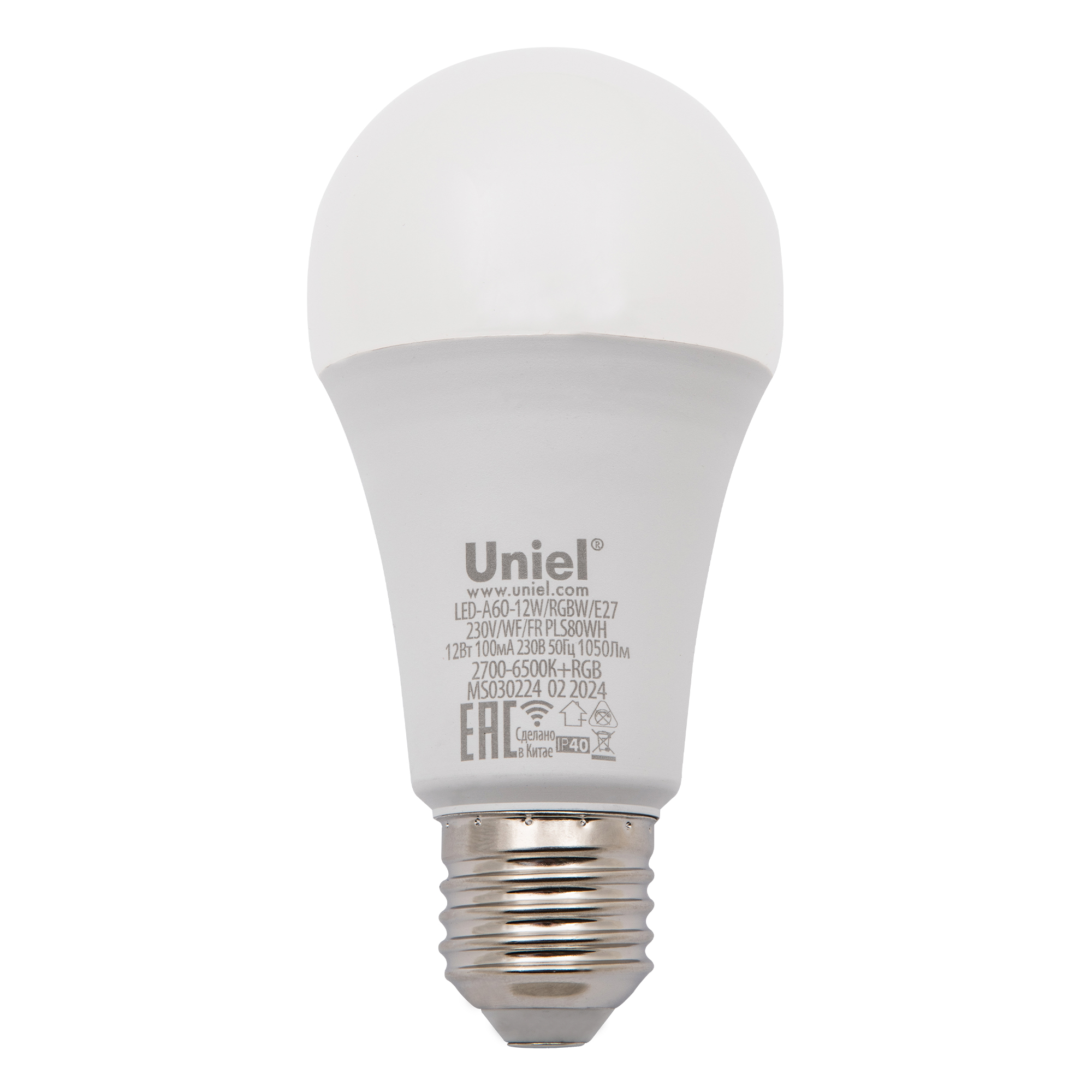 LED-A60-12W/RGBW/E27/230V/WF/FR PLS80WH