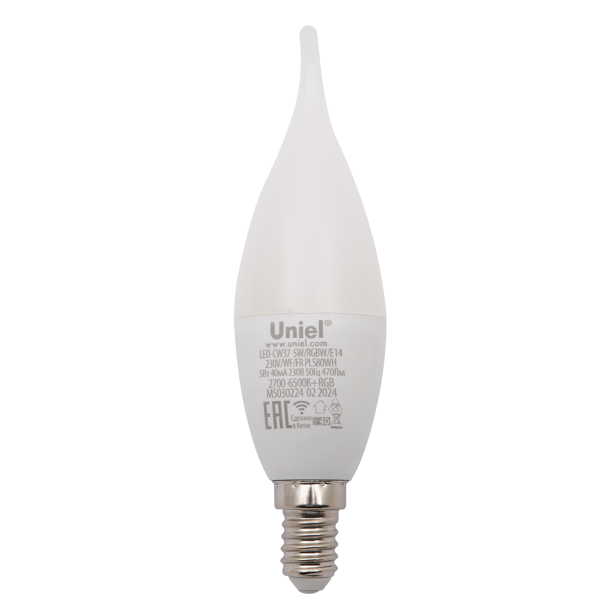 LED-CW37-5W/RGBW/E14/230V/WF/FR PLS80WH