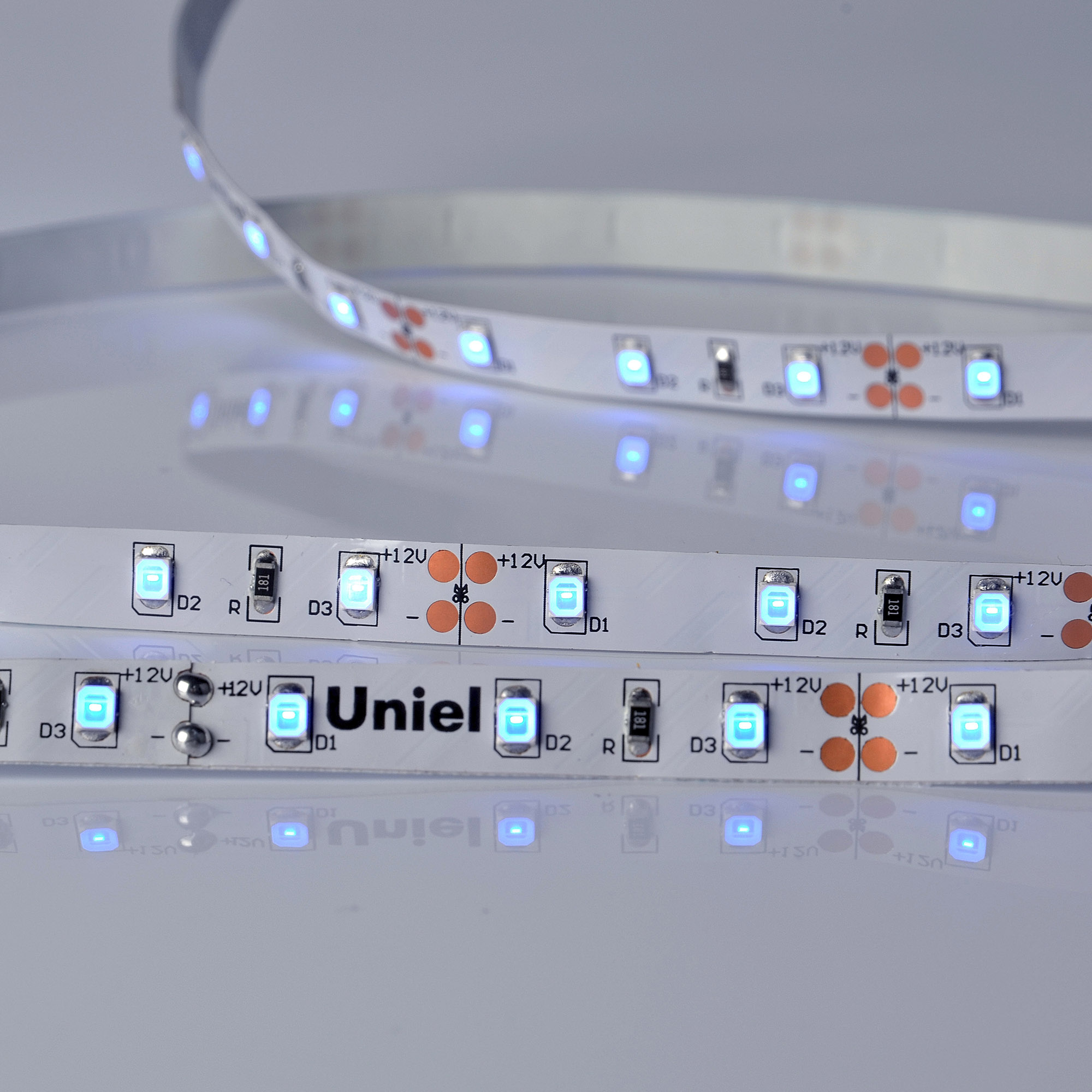 ULS-M11-2835-60LED/m-8mm-IP20-DC12V-4,8W/m-5M-BLUE PROFI катушка в герметичной упаковке