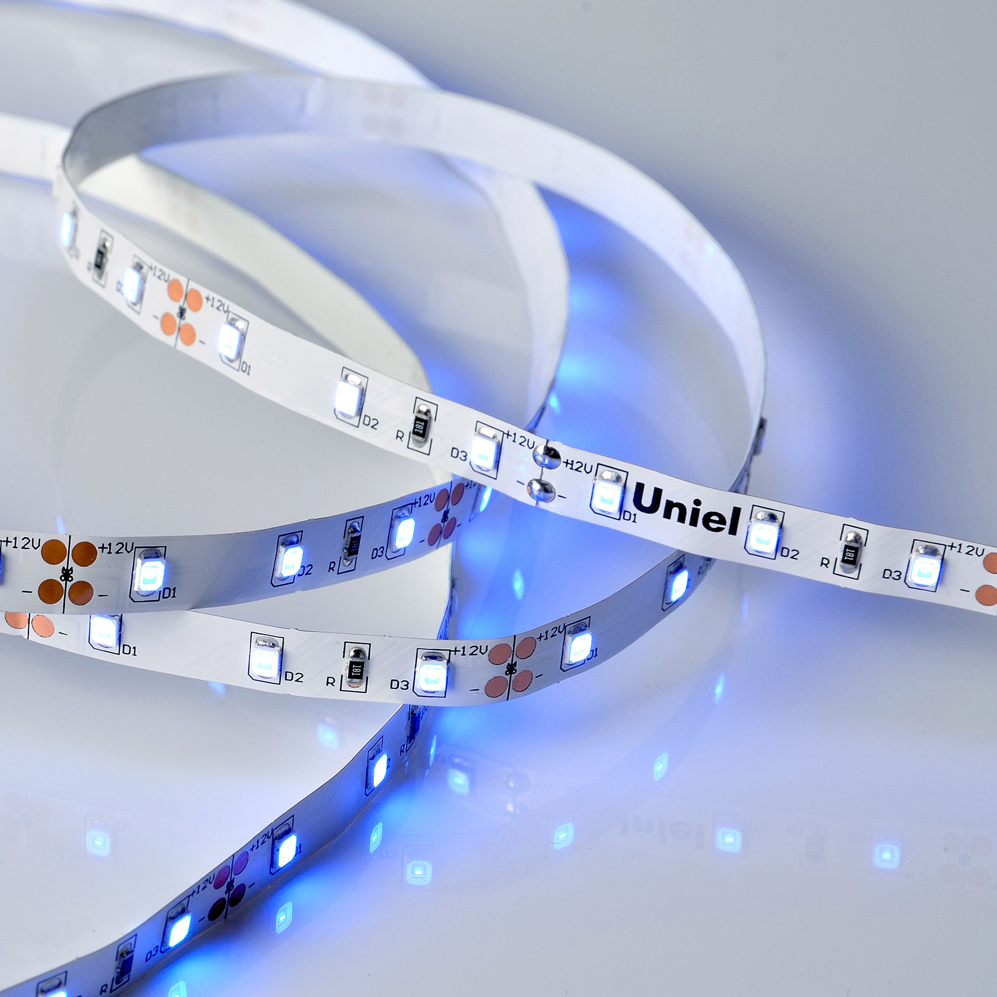 ULS-M11-2835-60LED/m-8mm-IP20-DC12V-4,8W/m-5M-BLUE PROFI катушка в герметичной упаковке