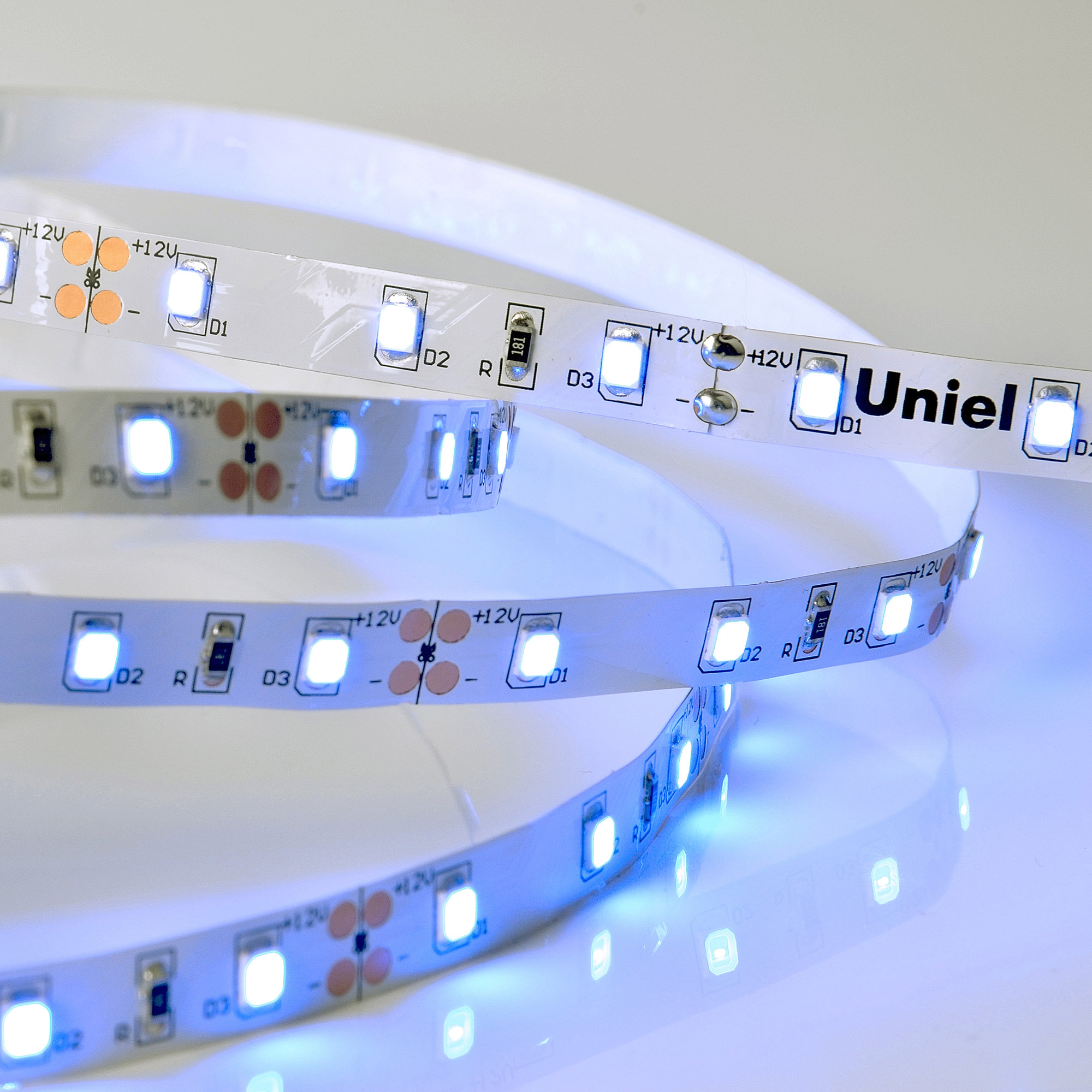 ULS-M11-2835-60LED/m-8mm-IP20-DC12V-4,8W/m-5M-BLUE PROFI катушка в герметичной упаковке