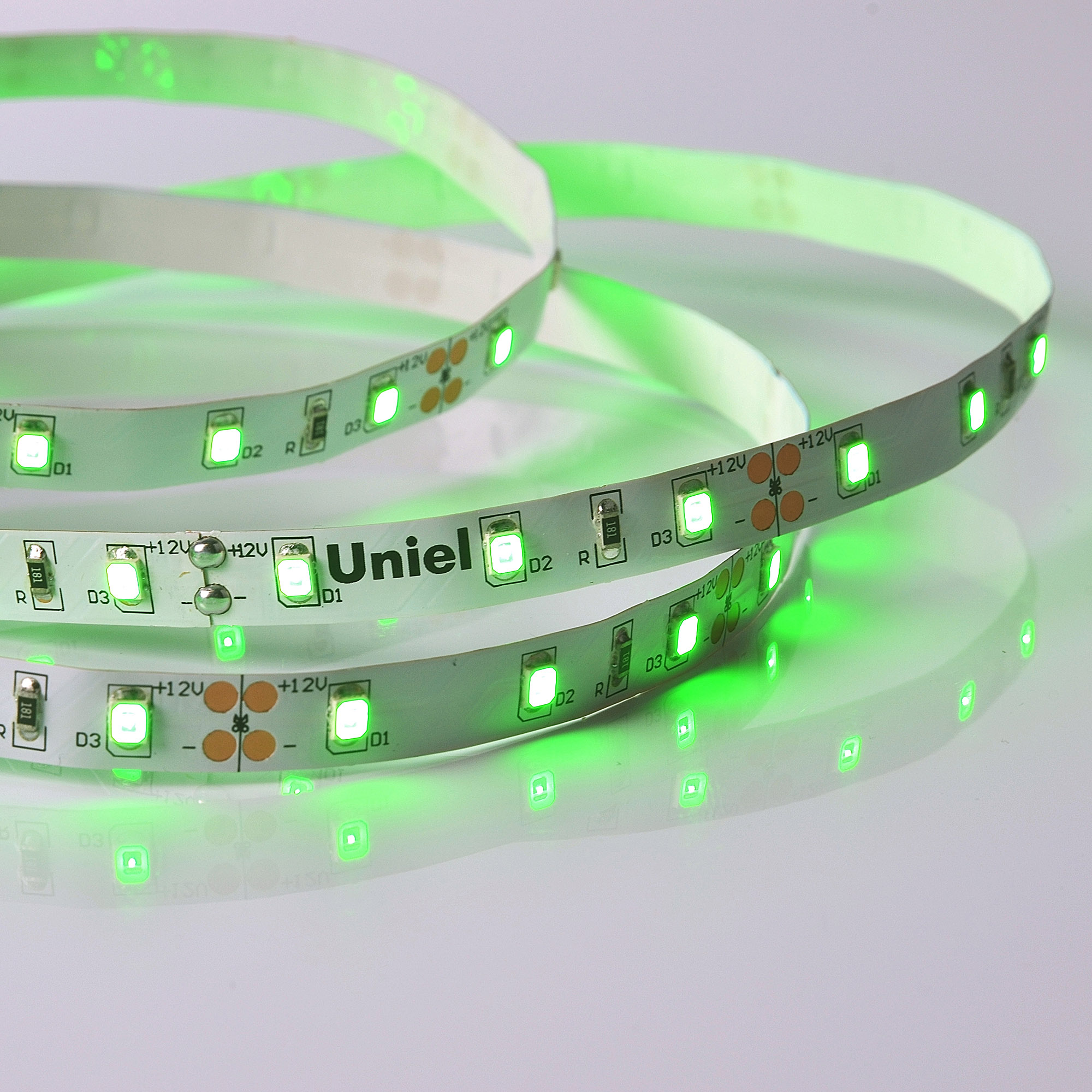 ULS-M11-2835-60LED/m-8mm-IP20-DC12V-4,8W/m-5M-GREEN PROFI катушка в герметичной упаковке