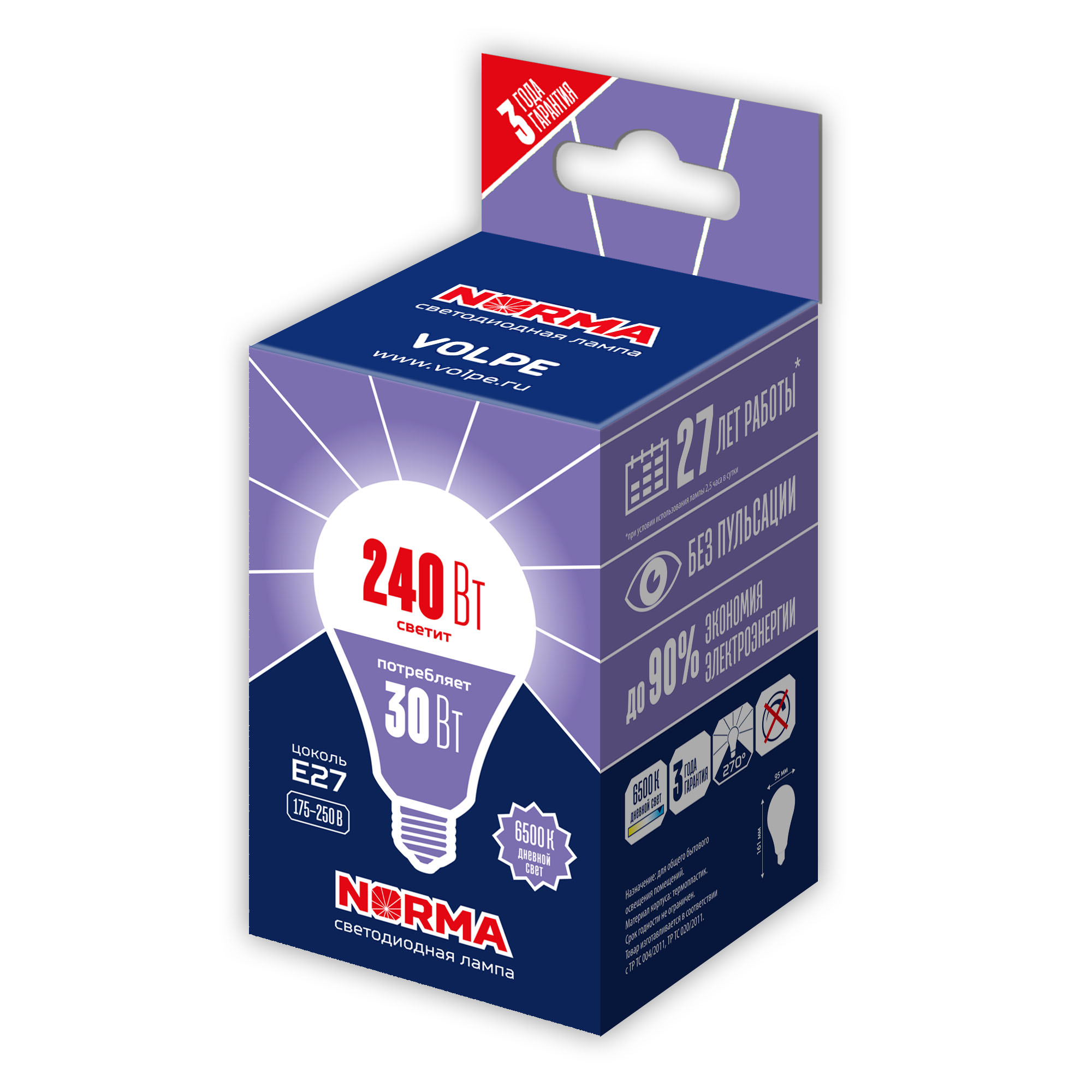 LED-A95-30W/6500K/E27/FR/NR картон