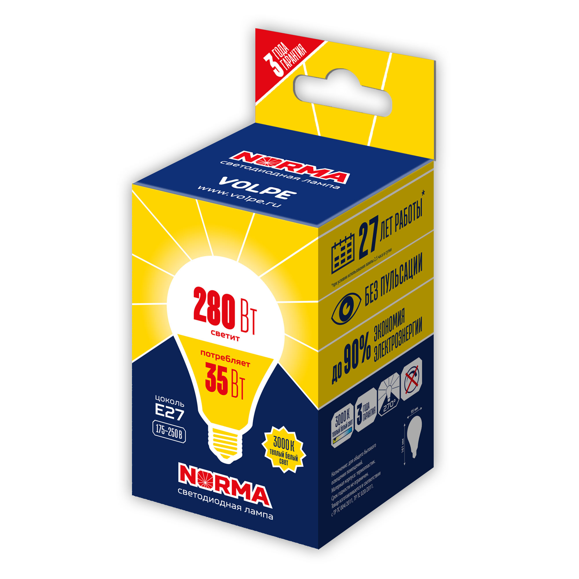 LED-A95-35W/3000K/E27/FR/NR картон