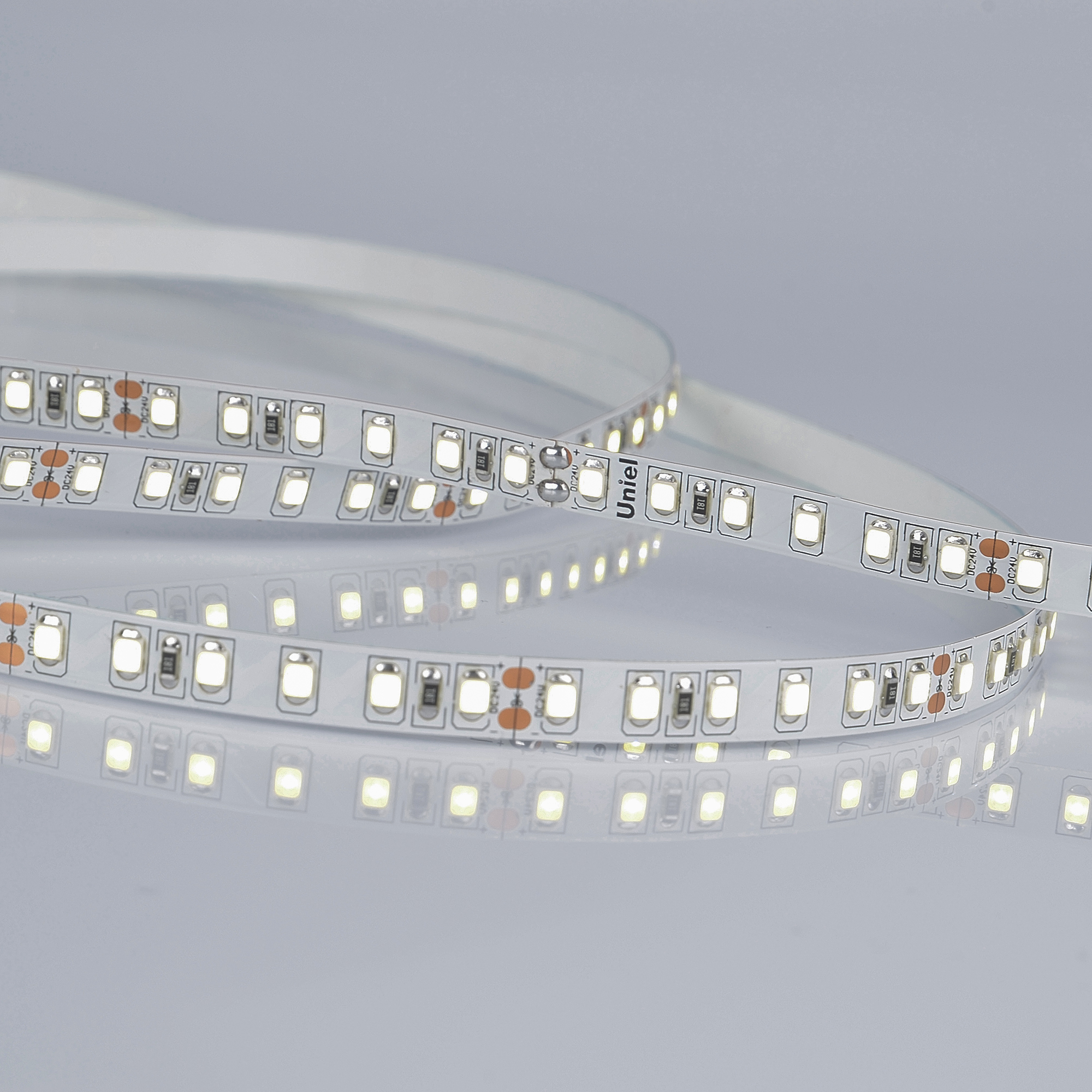 ULS-2835-120LED/m-8mm-IP20-DC24V-9,6W/m-5M-6500K катушка в герметичной упаковке