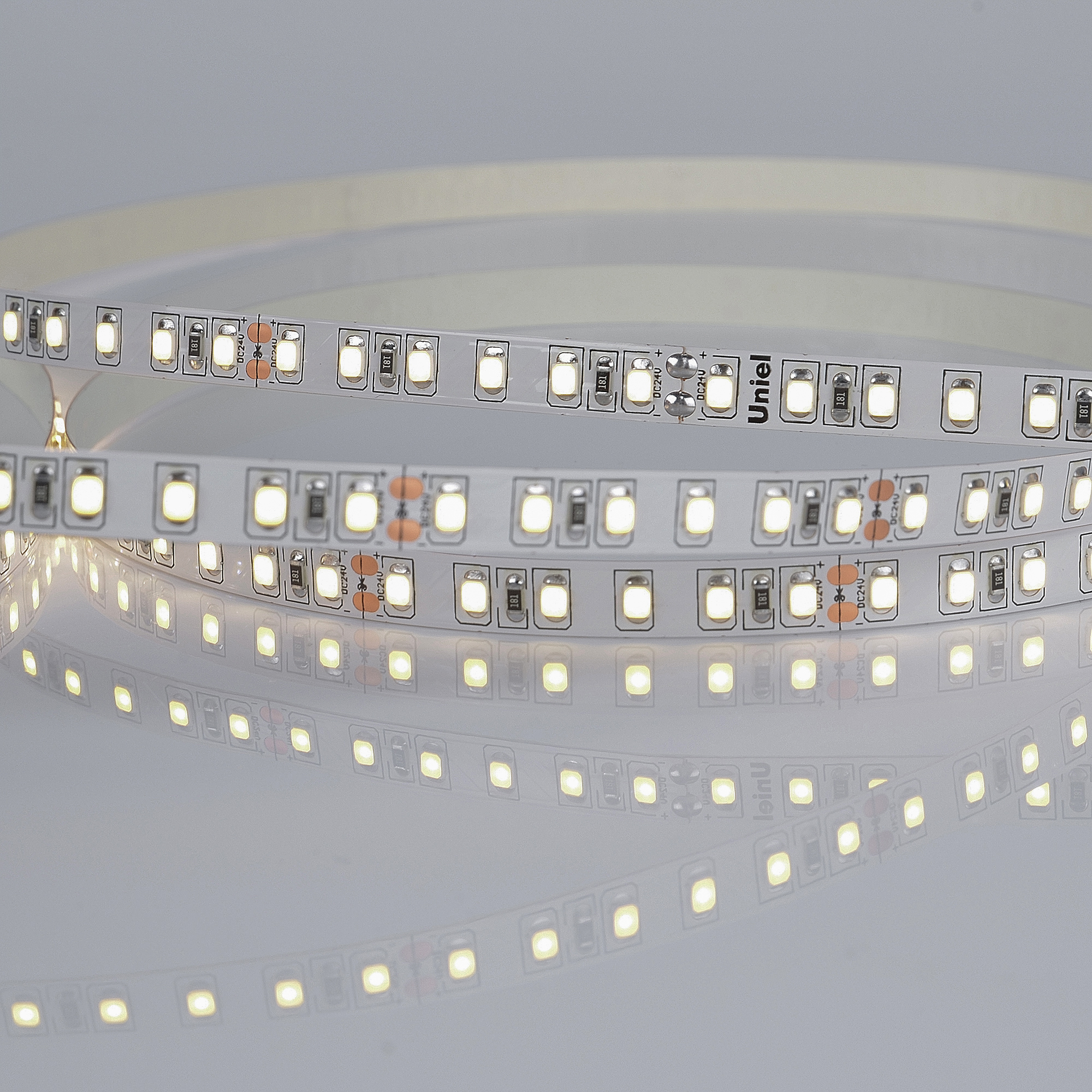 ULS-2835-120LED/m-8mm-IP20-DC24V-9,6W/m-5M-4000K катушка в герметичной упаковке