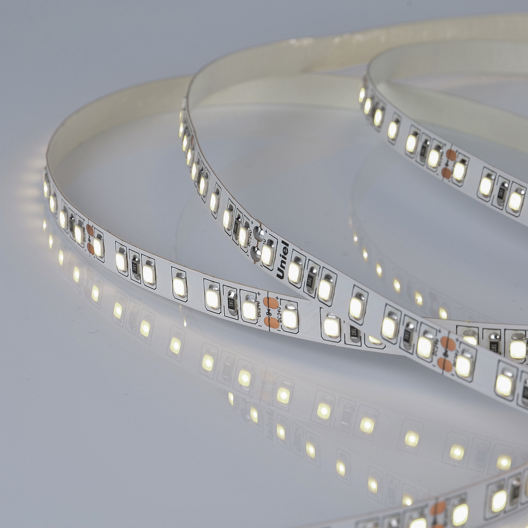 ULS-2835-120LED/m-8mm-IP20-DC24V-9,6W/m-5M-4000K катушка в герметичной упаковке