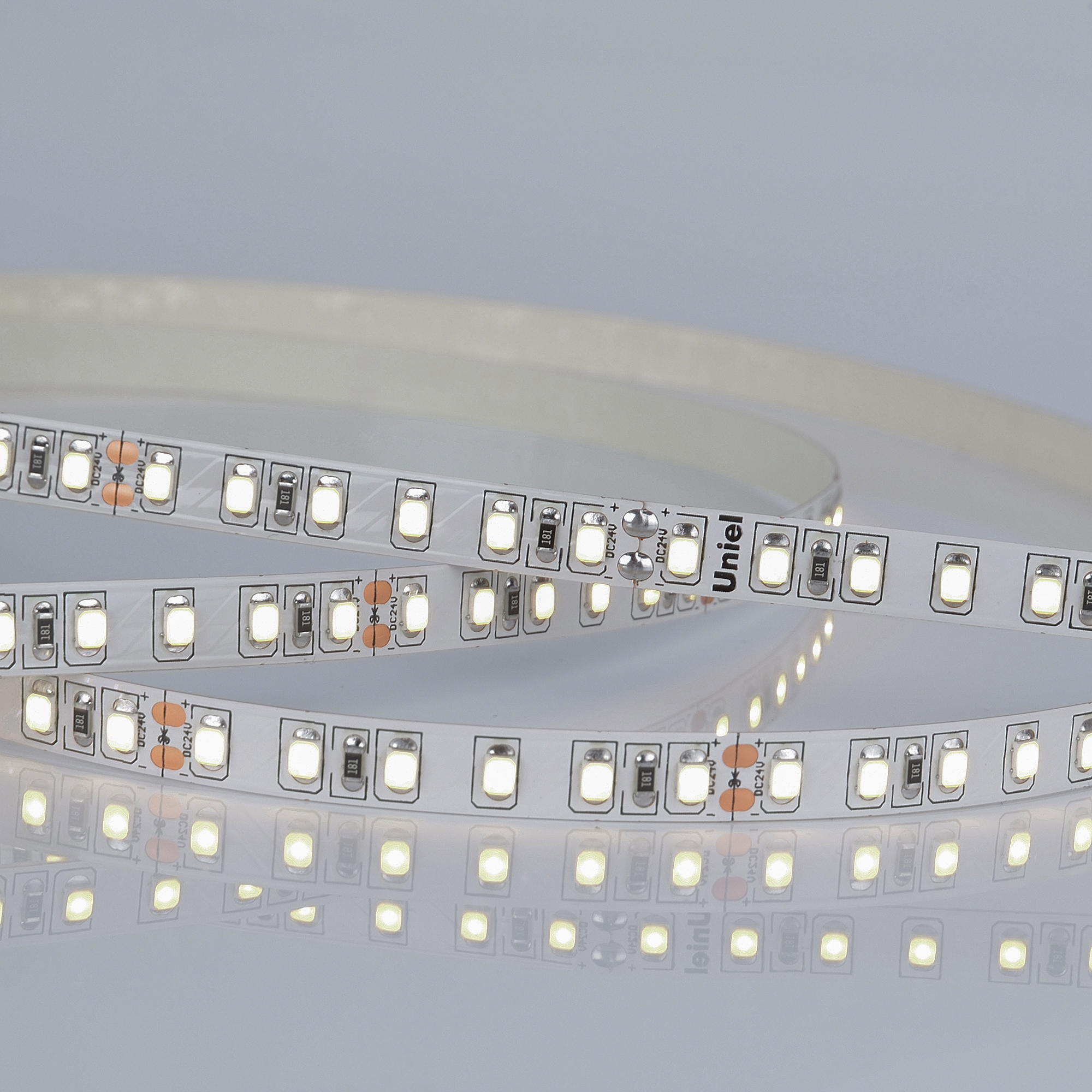 ULS-2835-120LED/m-8mm-IP20-DC24V-9,6W/m-5M-4000K катушка в герметичной упаковке