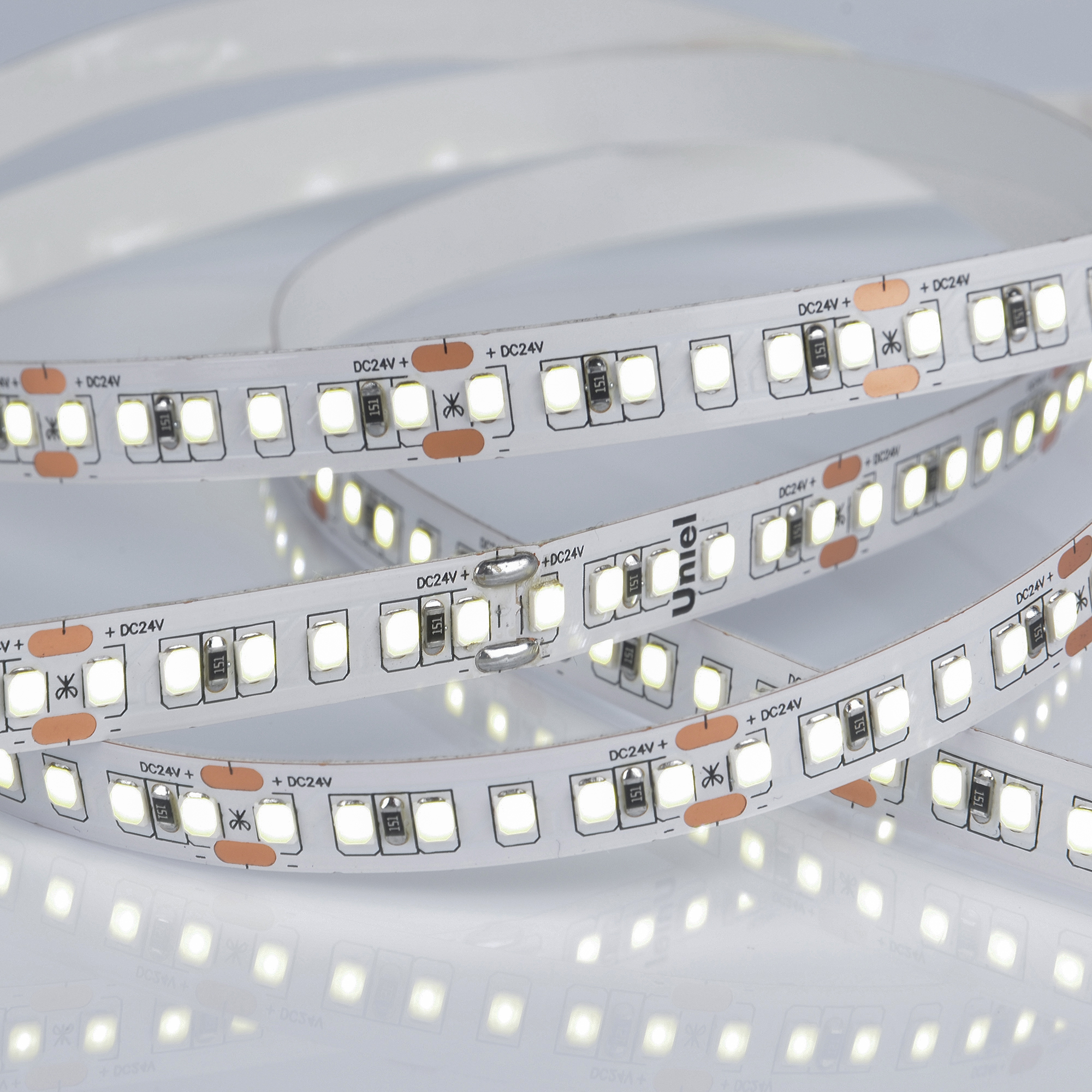 ULS-2835-168LED/m-10mm-IP20-DC24V-14W/m-5M-6500K катушка в герметичной упаковке
