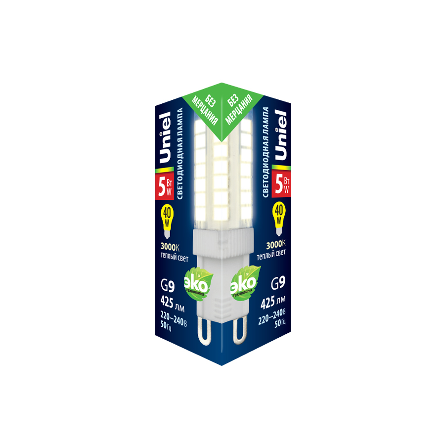 LED-JCD-5W/3000K/G9/CL GLZ09TR картон